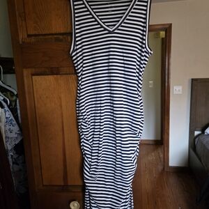 Isabel Maternity by Ingrid & Isabel Navy and White Striped Maxi Dress